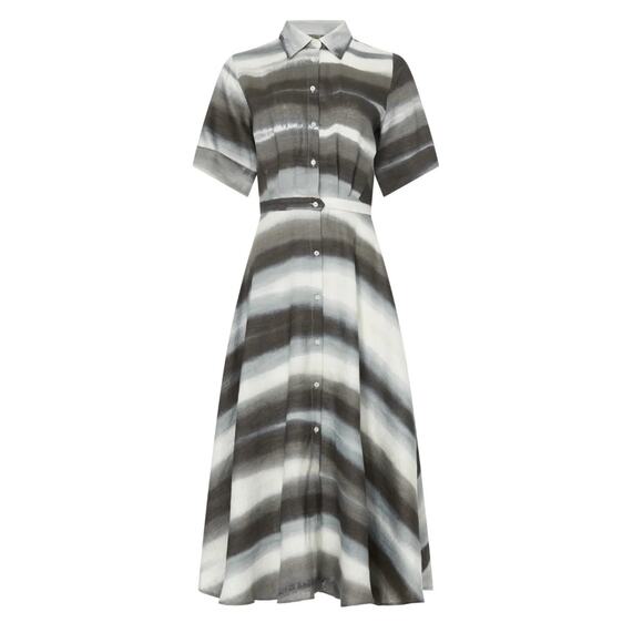 Officine Générale Gray Linen Midi Shirt Dress MEDIUM Career Work Designer $745 - Picture 3 of 10